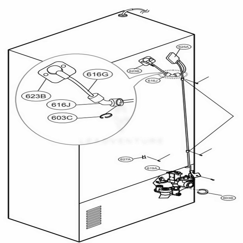 Valve And Water Tube Parts Diagram and Parts List for 74042 ASWCSE2 LG Refrigerator