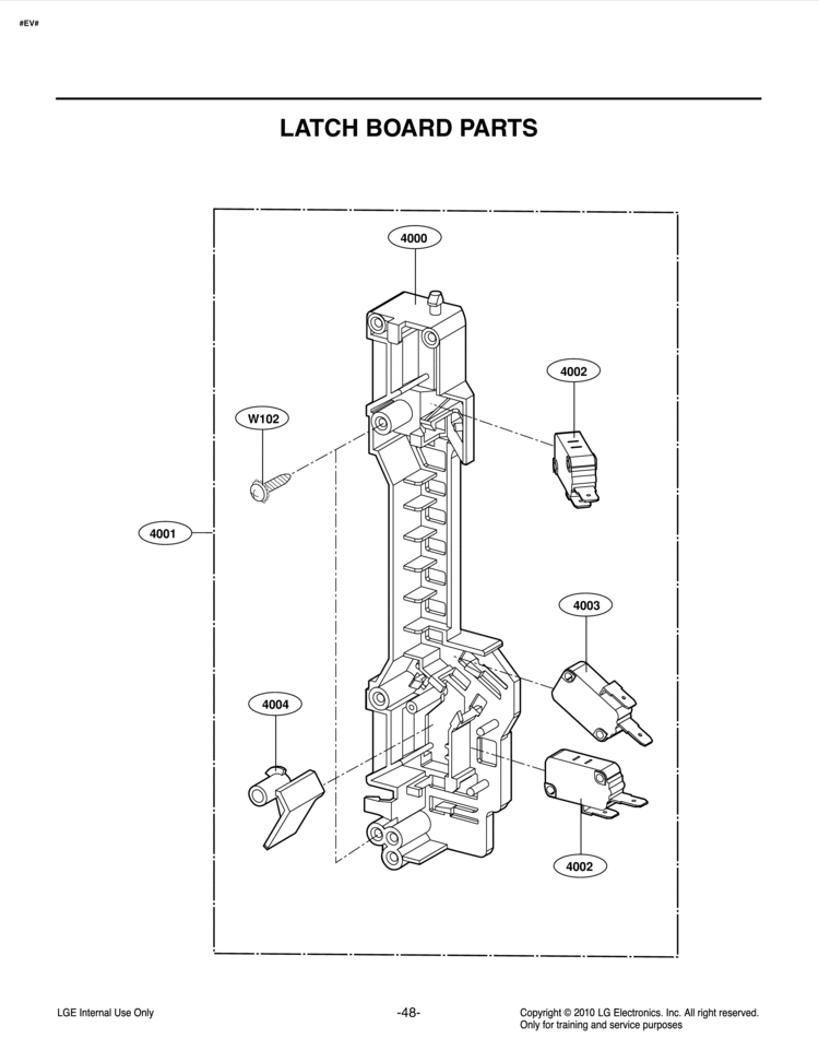 LATCH BOARD PARTS Diagram and Parts List for LMV2015SB LMV2015SB/01 LG Microwave