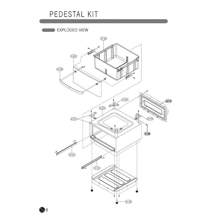 Section Diagram and Parts List for WDP1W ABWEEUS LG Washer