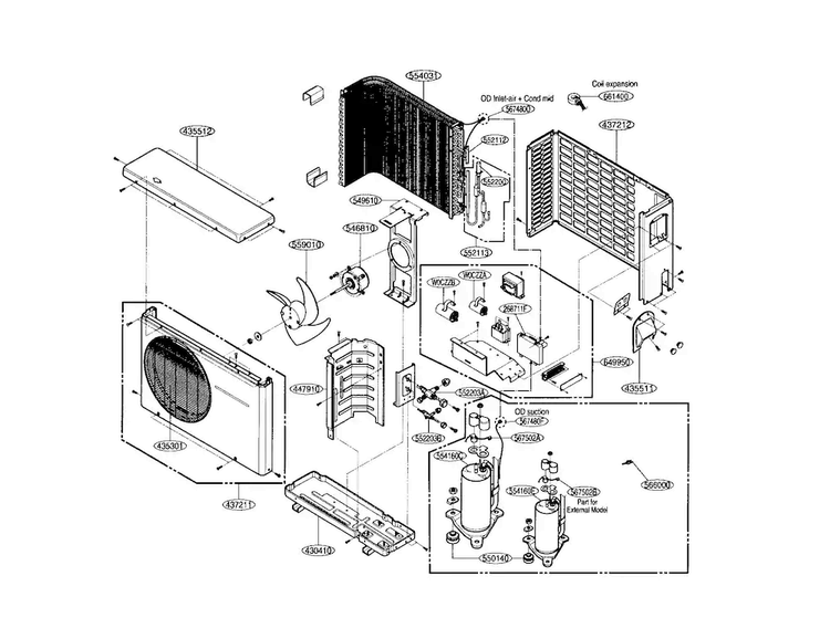Outdoor Unit Diagram and Parts List for LS180CE  LG Air Conditioner