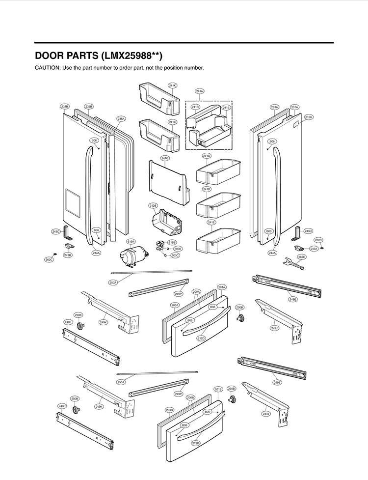 DOOR PARTS Diagram and Parts List for LMX25988SW /00 LG Refrigerator