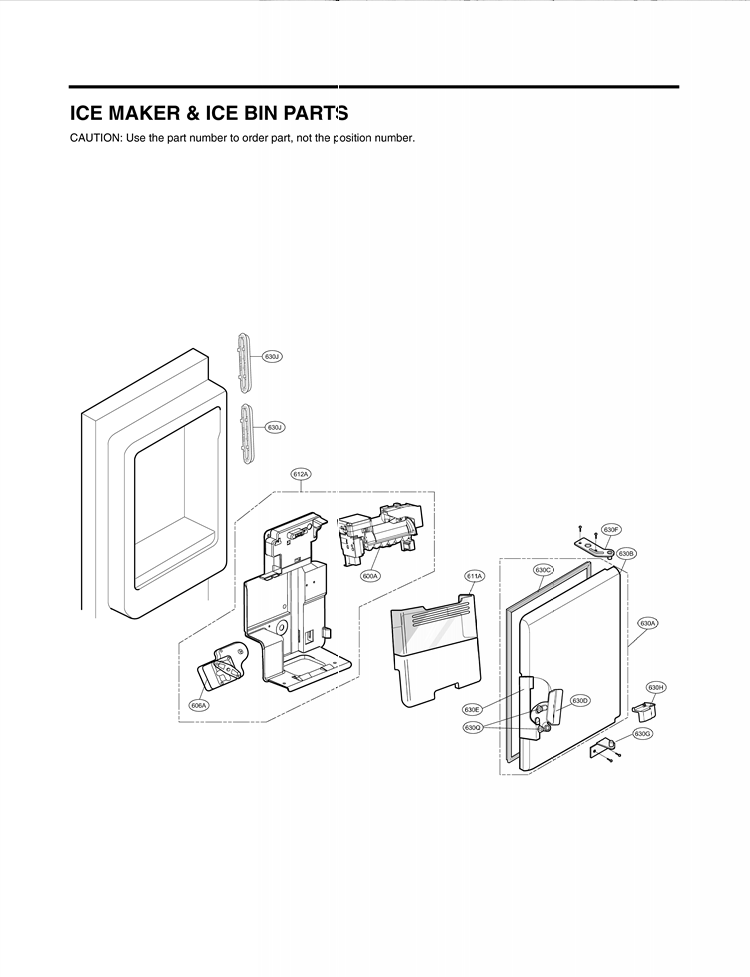 ICE MAKER & ICE BIN PARTS Diagram and Parts List for LMX25988SW /00 LG Refrigerator