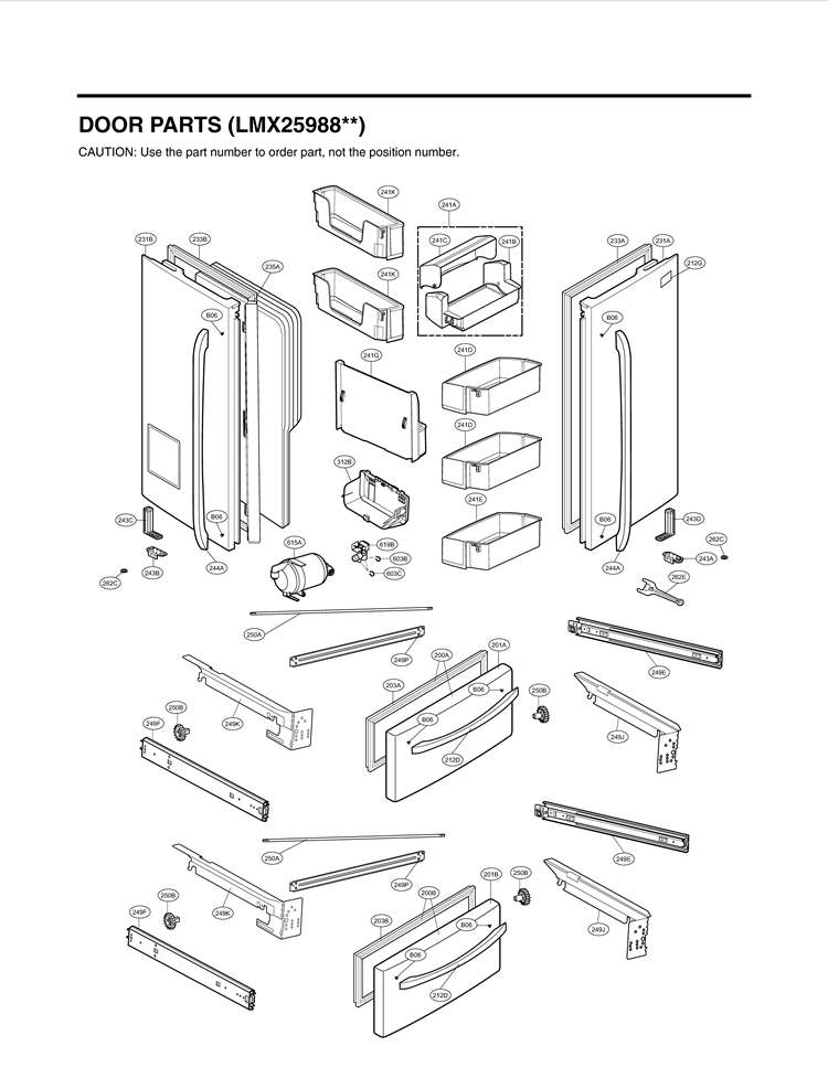 DOOR PARTS Diagram and Parts List for LMX25988SB /00 LG Refrigerator