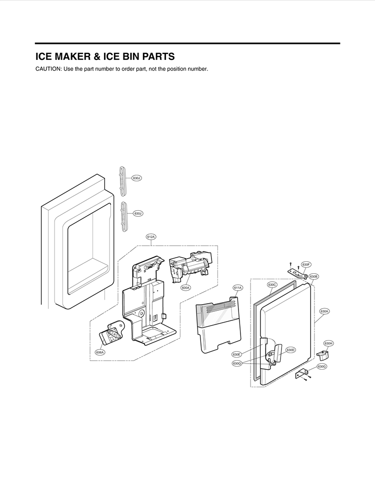 ICE MAKER & ICE BIN PARTS Diagram and Parts List for LFX25978SB /00 LG Refrigerator