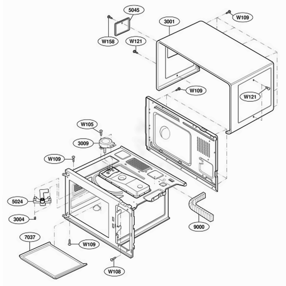 Oven Cavity Parts Diagram and Parts List for DFS11G ASTQMTR LG Range