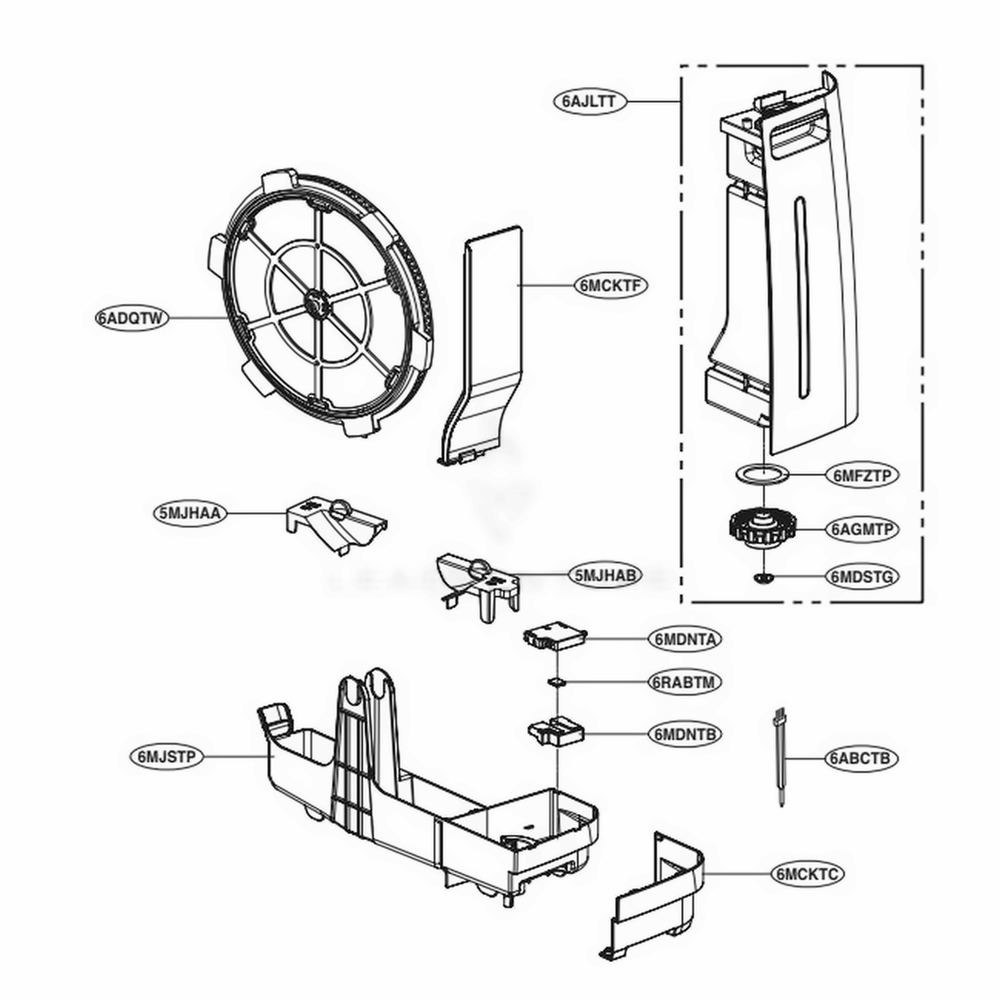 Tray Assembly Diagram and Parts List for PHU459WN AWHGEXP LG Air Conditioner