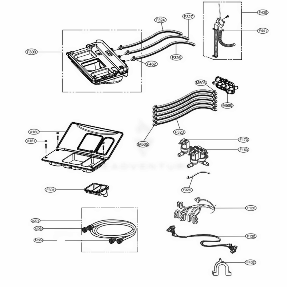 Dispenser Assembly Diagram and Parts List for TCW2013CS3 ASSEELC LG Washer