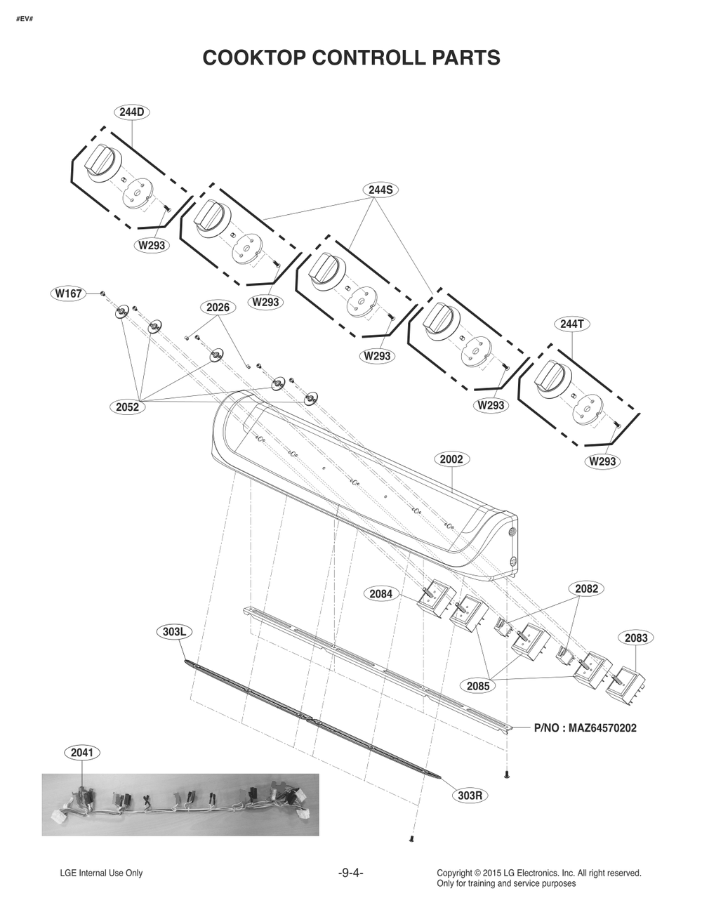 Cooktop Controll Parts Diagram and Parts List for FE1784LS ASTLLGA LG Range