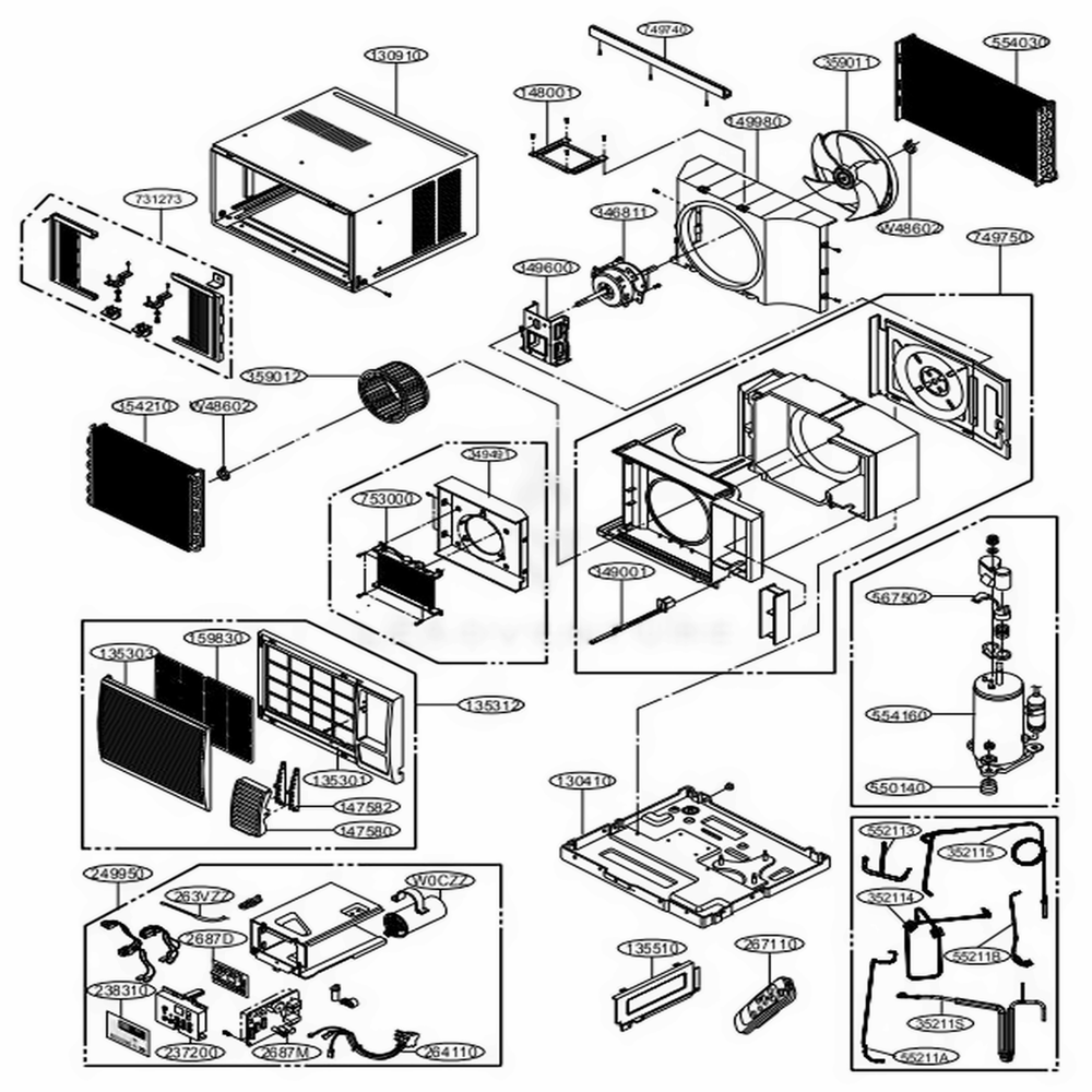 Main Diagram and Parts List for LW8016HR ASWAUSH LG Air Conditioner