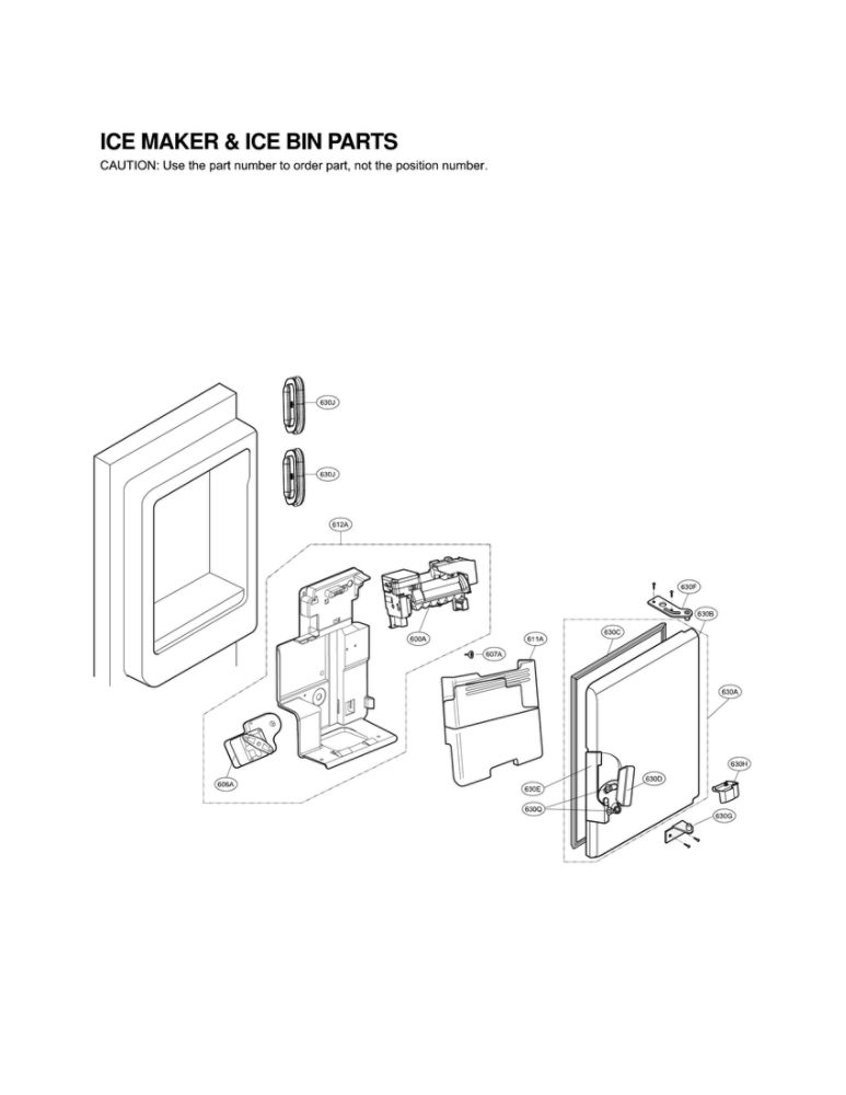 Ice Maker And Ice Bin Parts Diagram and Parts List for LFX31915SB 00 LG Refrigerator