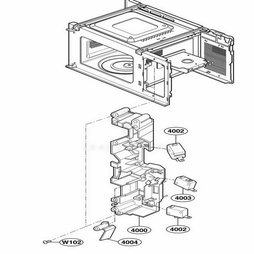 Latch Board Parts Diagram and Parts List for 66102 CWHESEA LG Range