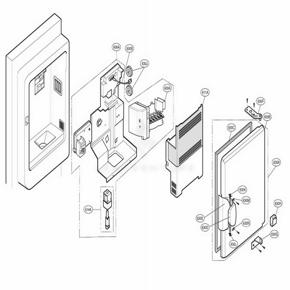 Ice Maker And Ice Bin Parts Diagram and Parts List for 77564 ABICSER LG Refrigerator