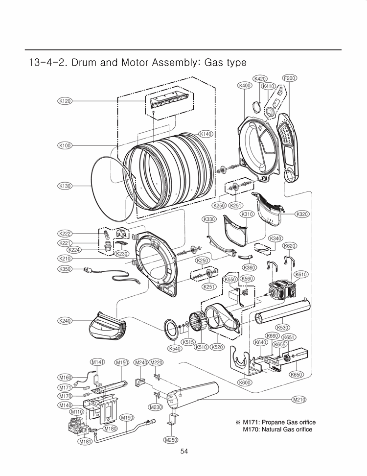 Drum and Motor Assembly Diagram and Parts List for DLGX3361V ASSEEUS LG Dryer