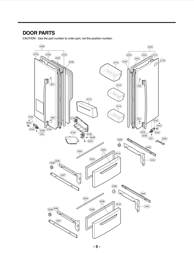DOOR PARTS Diagram and Parts List for LMX25964SS ASTCNB0 LG Refrigerator