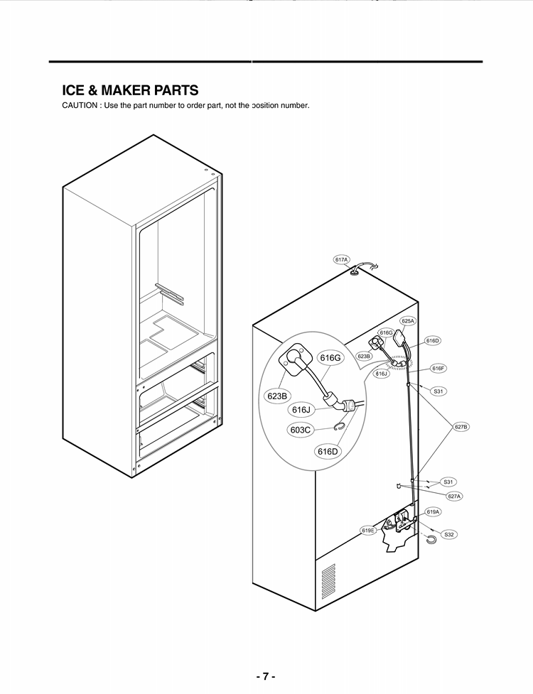 ICE & MAKER PARTS Diagram and Parts List for LMX25964SS ASTCNB0 LG Refrigerator