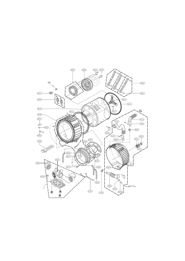 Drum And Tub Parts Diagram and Parts List for WM4270HVA 00 LG Washer