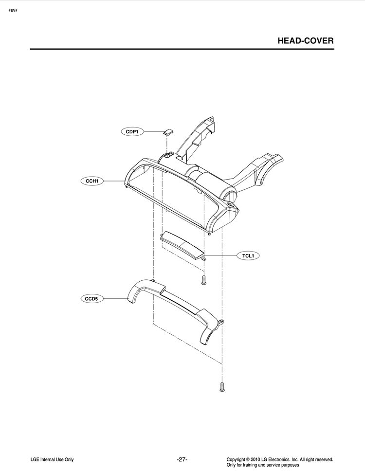 HEADCOVER Diagram and Parts List for LUV400T ABKELGA LG Canister Vacuum