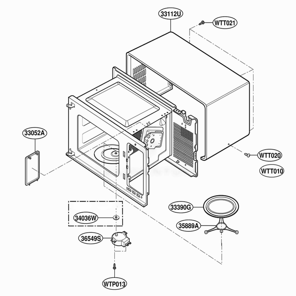 Oven Cavity Parts Diagram and Parts List for 767 BKESEC LG Wall Oven