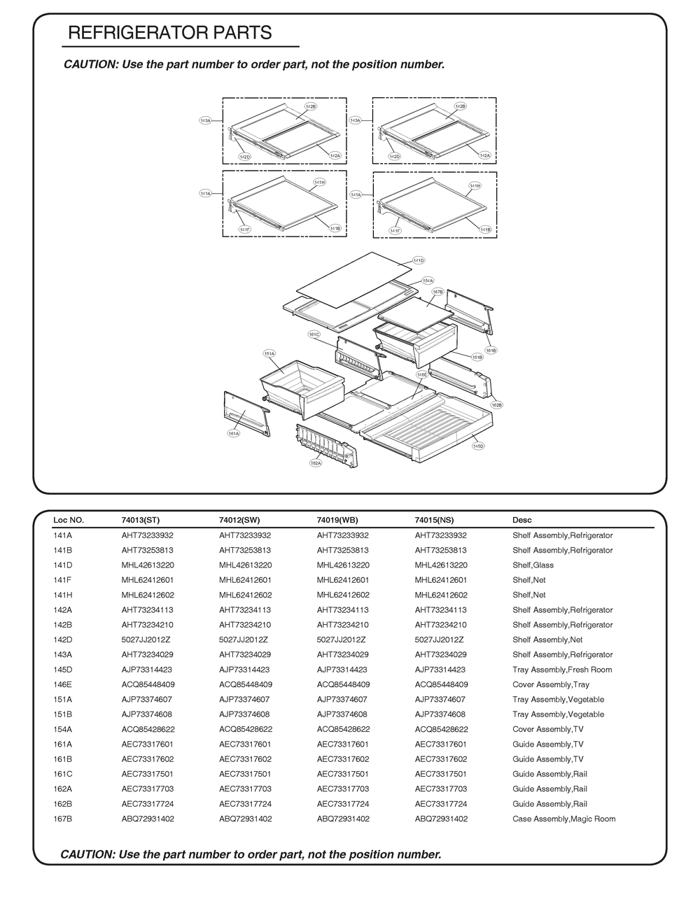 Refrigerator Parts Diagram and Parts List for GR-B318LSTM ASTCSE2 LG Refrigerator