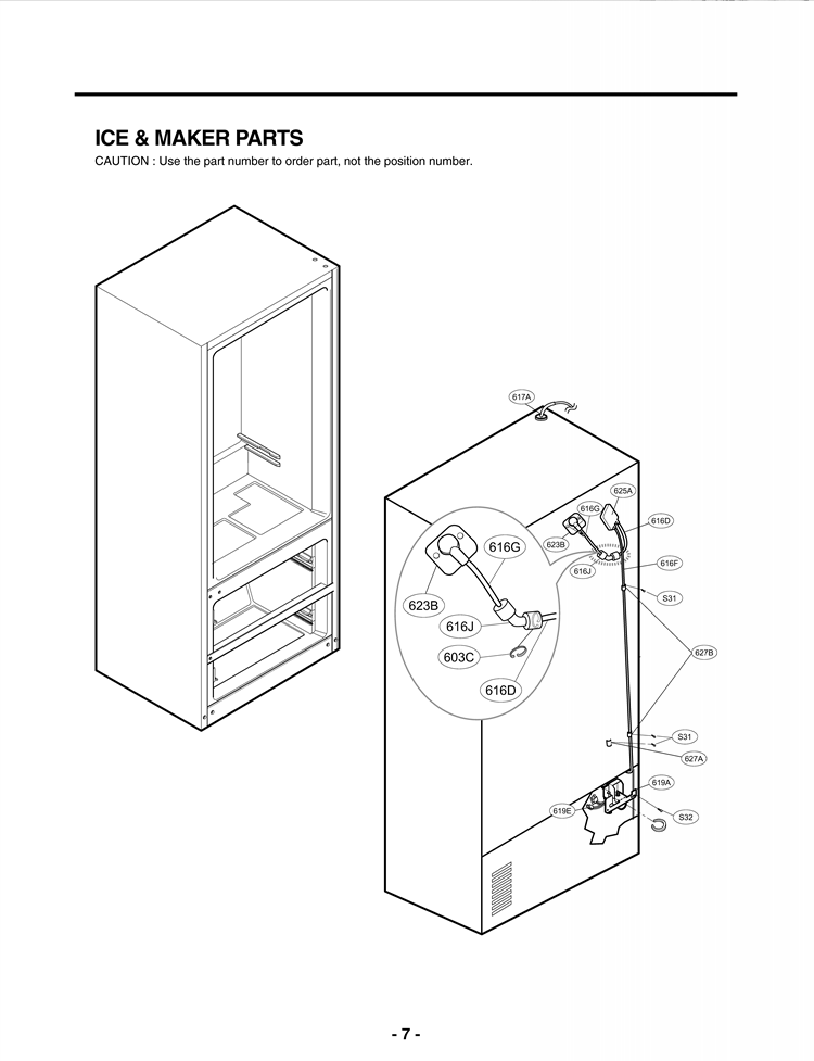 ICE & MAKER PARTS Diagram and Parts List for LMX25964ST ASTCSD0 LG Refrigerator