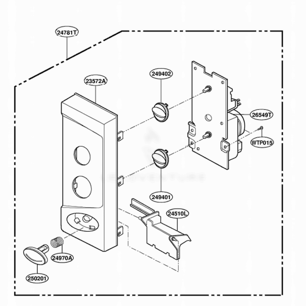 Control Panel Parts Diagram and Parts List for MB3917H HMWQBNX LG Range