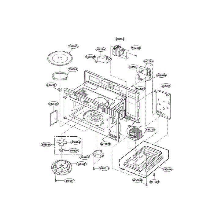 Interior Fig 1 Diagram and Parts List for LMV2083SB 00 LG Microwave