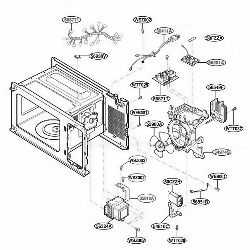 Oven Interior Parts 2 Diagram and Parts List for LTM9000B ABKELGA LG Range