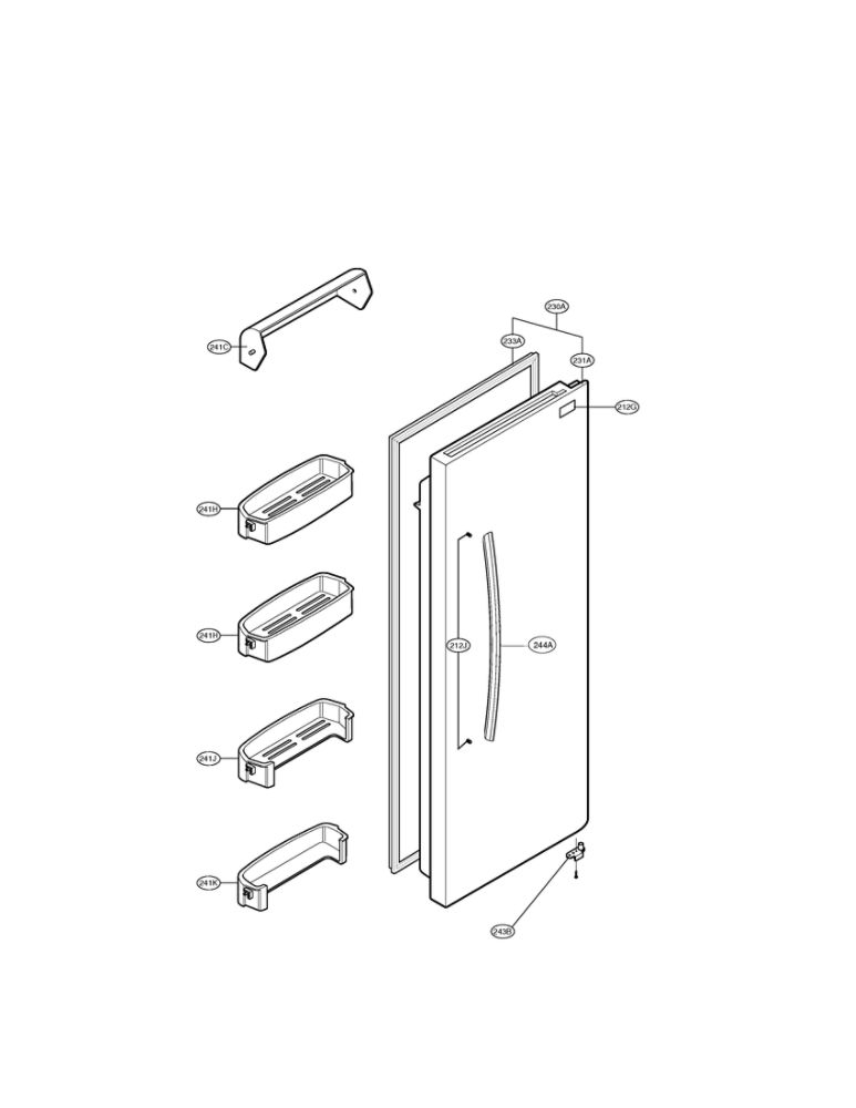 Refrigerator Door Diagram and Parts List for LSC27910TT 00 LG Refrigerator