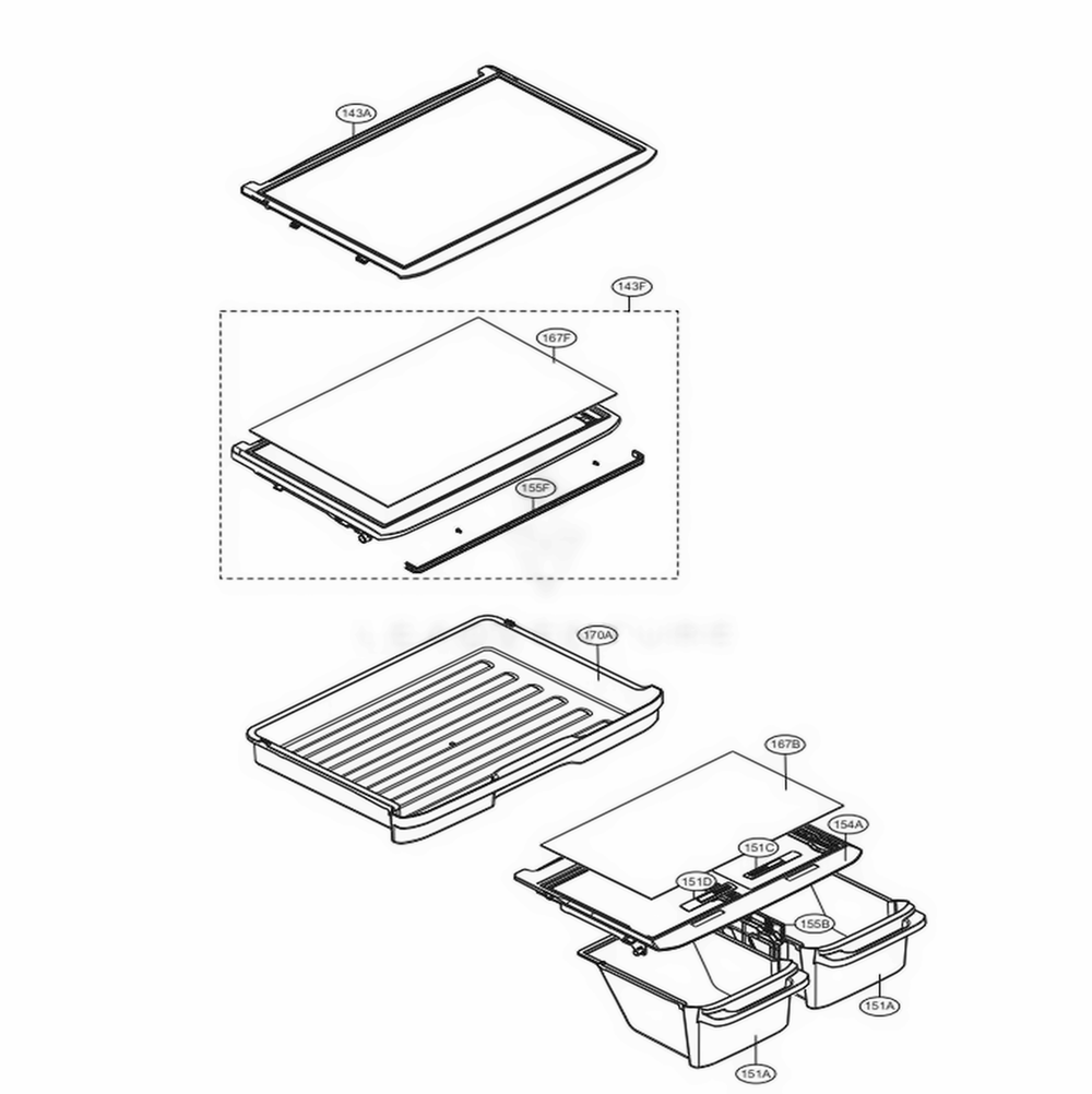 Refrigerator Parts Diagram and Parts List for 68032 ASWCSE3 LG Refrigerator