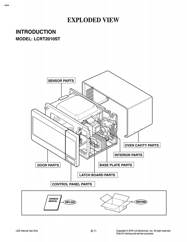 INTERIOR PARTS OVEN CAVITY Diagram and Parts List for LCRT2010ST CSBEBBY LG Microwave