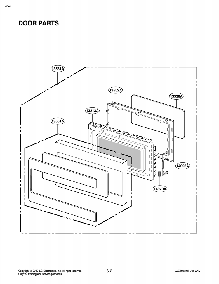 DOOR PARTS Diagram and Parts List for LCRT2010ST CSBEBBY LG Microwave