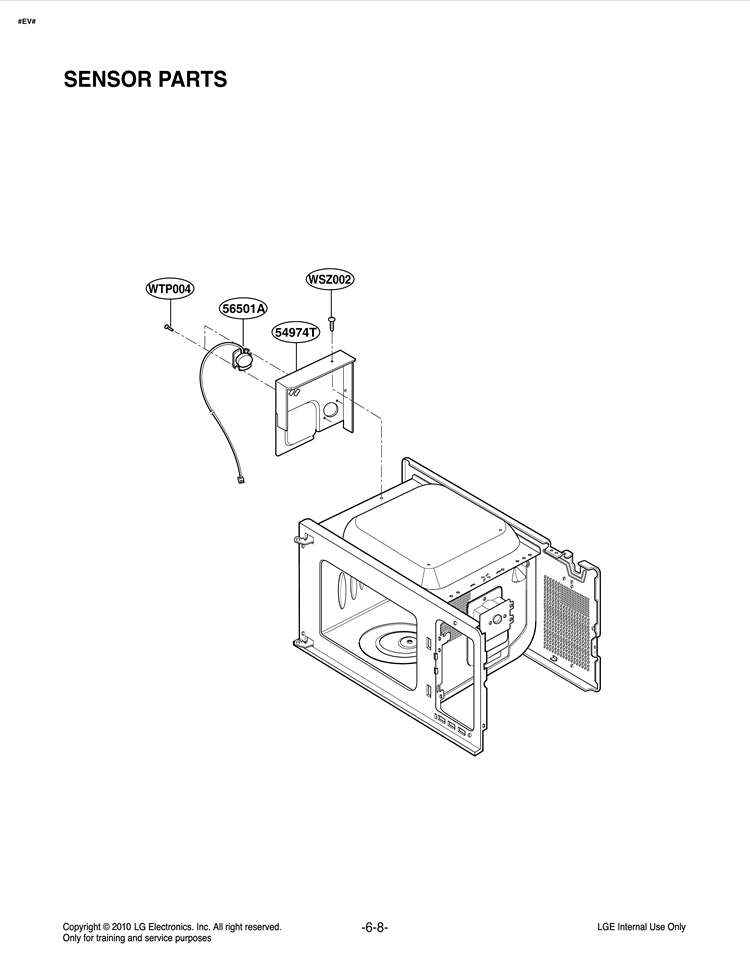 SENSOR PARTS Diagram and Parts List for LCRT2010ST CSBEBBY LG Microwave