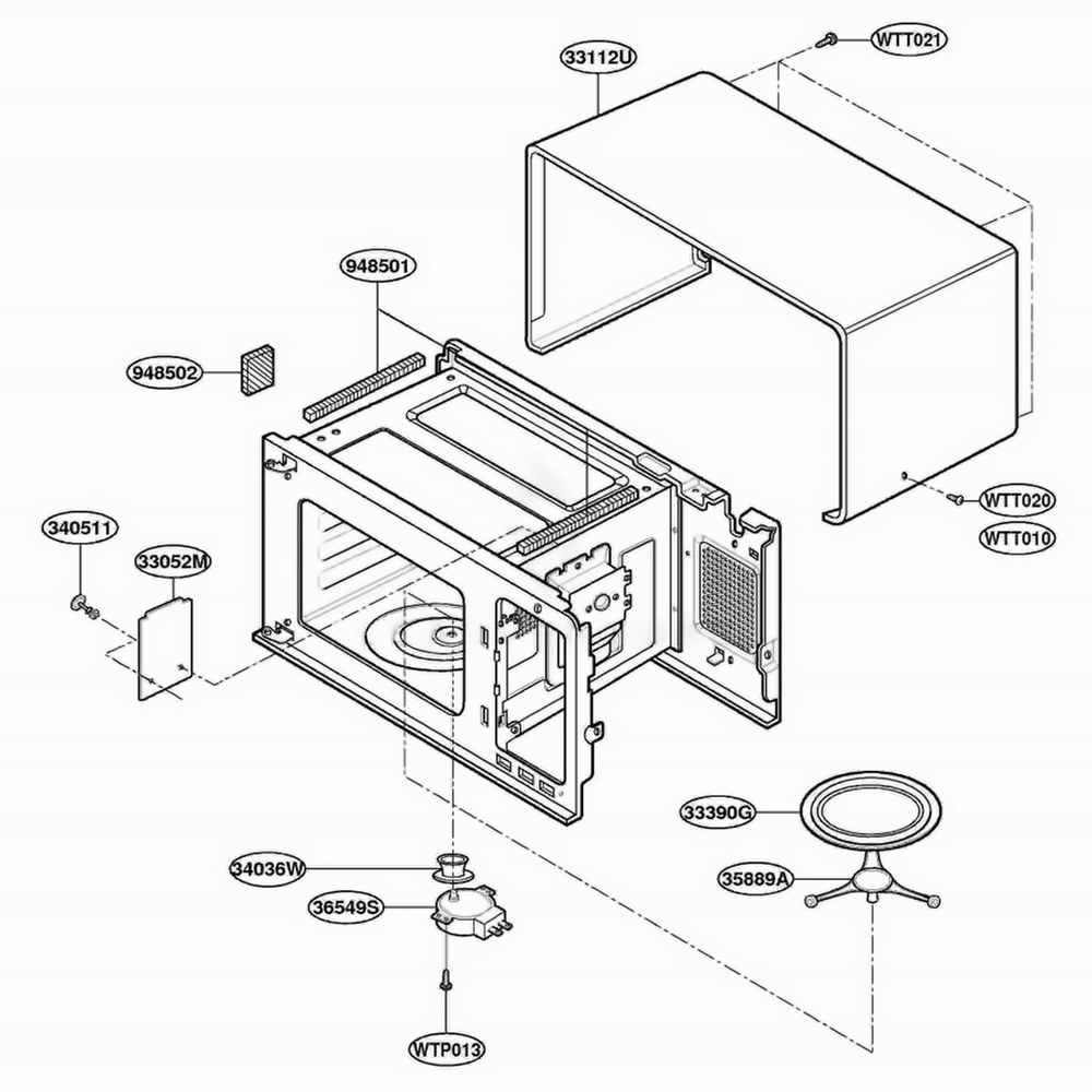 Oven Cavity Parts Diagram and Parts List for DMW13MB SGEDOM LG Range