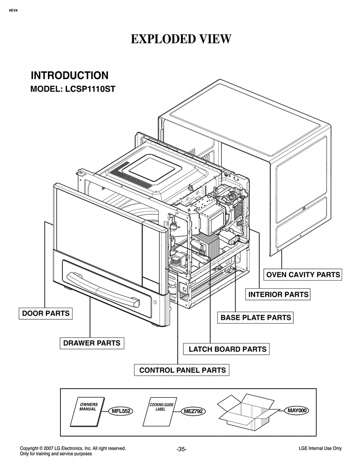 EXPLODED VIEW Diagram and Parts List for LCSP1110ST CSBELGA LG Microwave