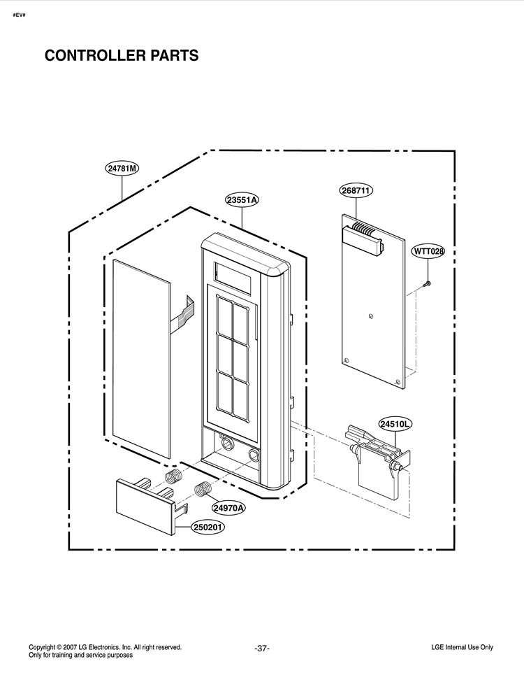 CONTROLLER PARTS Diagram and Parts List for LCSP1110ST CSBELGA LG Microwave