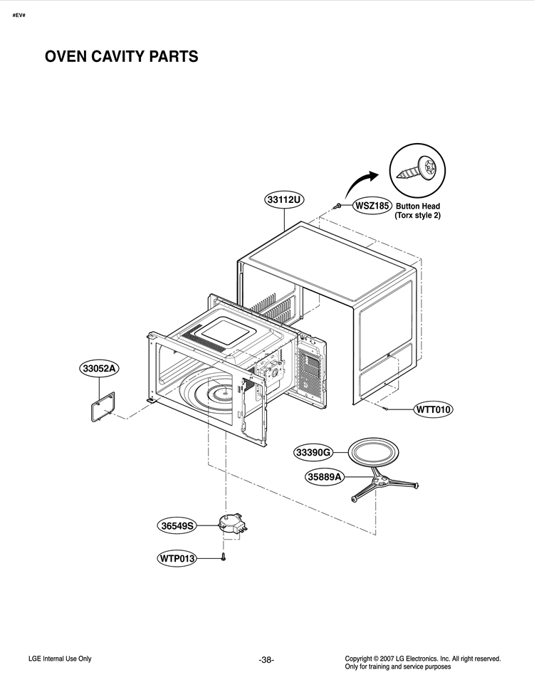 OVEN CAVITY PARTS Diagram and Parts List for LCSP1110ST CSBELGA LG Microwave