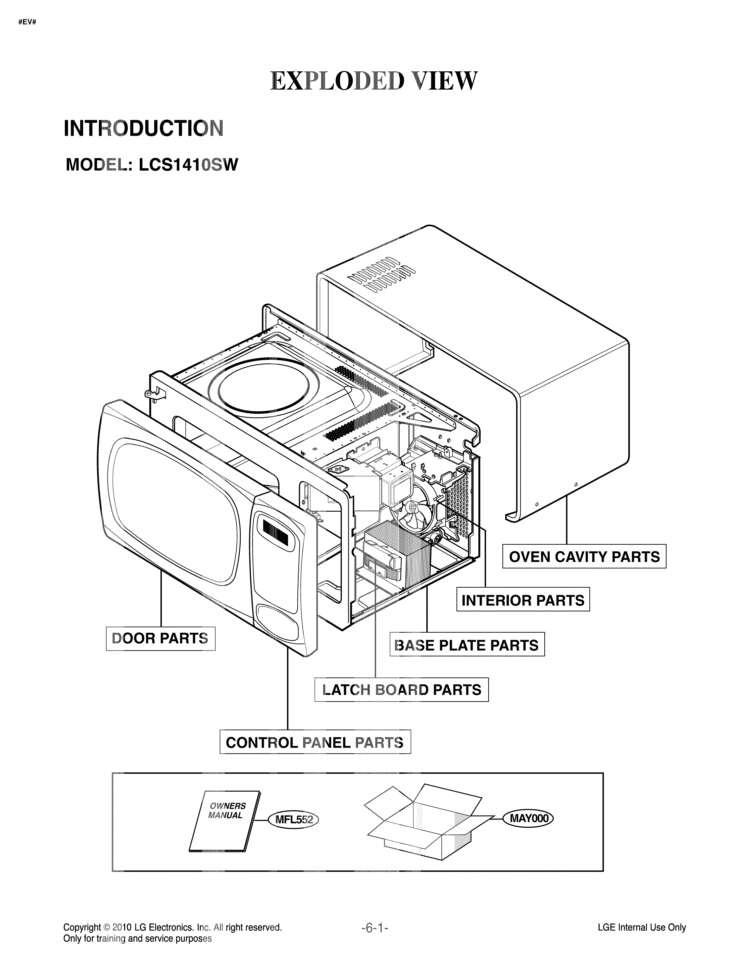DOOR PARTS Diagram and Parts List for LCS1410SW CWHELGA LG Microwave