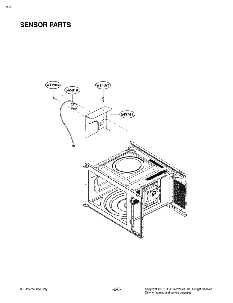 SENSOR PARTS Diagram and Parts List for LCS1410SW CWHELGA LG Microwave