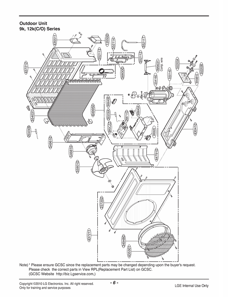 Exploded View Diagram and Parts List for LSU093CE AWHBEUS LG Air Conditioner