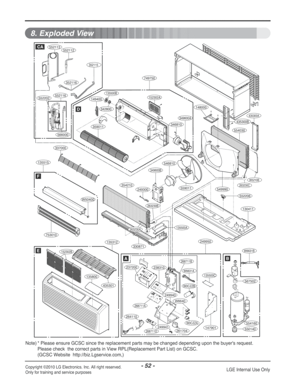 Air Conditioner Exploded View 1 Diagram and Parts List for LP093HD3A ASBBEUS LG Air Conditioner