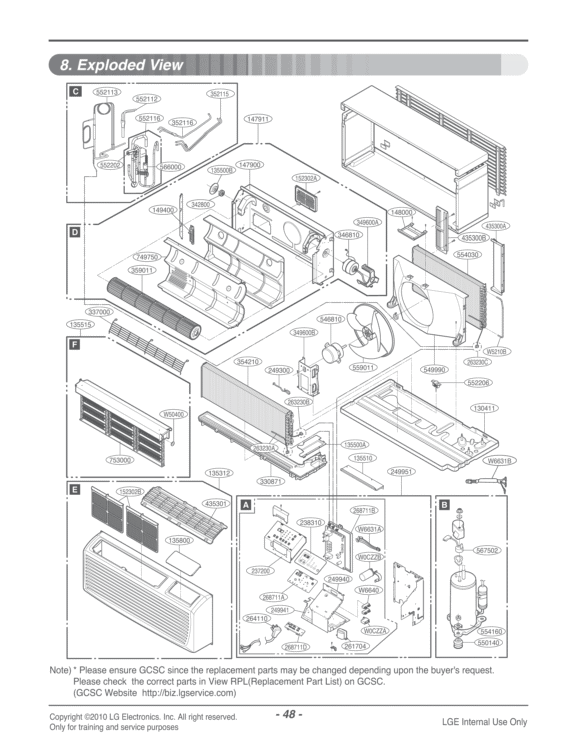 Exploded View Diagram and Parts List for LP096HD3A ASBBEUS LG Air Conditioner