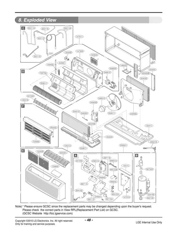 Exploded View Diagram and Parts List for LP096CD3A ASBBEUS LG Air Conditioner