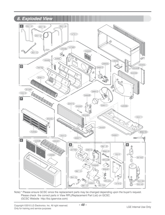 Exploded View Diagram and Parts List for LP156CD3A ASBBEUS LG Air Conditioner