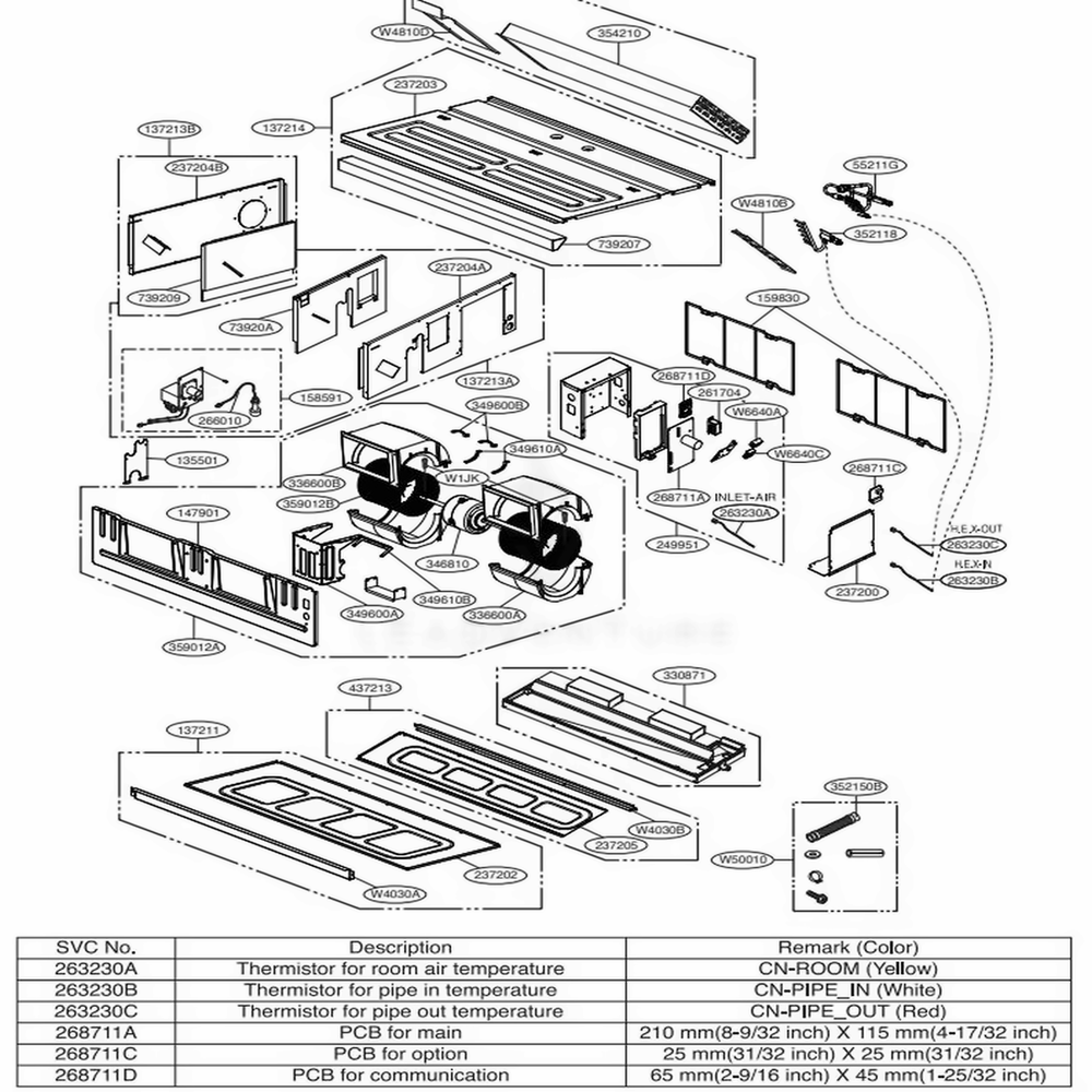 M2 Chassis Diagram and Parts List for ARNU363M2A4 ANWALUS LG Air Conditioner