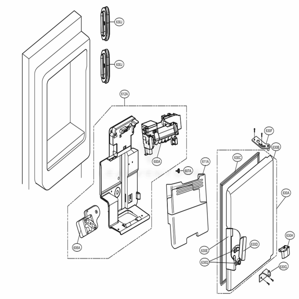 Ice Maker And Ice Bin Parts Diagram and Parts List for LMXS30756S ASTCNA0 LG Refrigerator