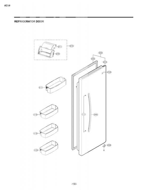 REFRIGERATOR DOOR Diagram and Parts List for LSC27914SB AWBCNA1 LG Refrigerator