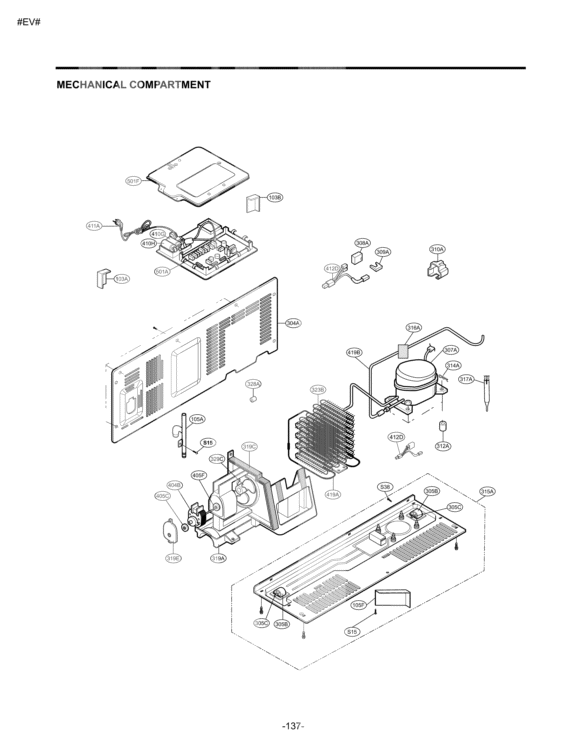 MECHANICAL COMPARTMENT Diagram and Parts List for LSC27914SB AWBCNA1 LG Refrigerator