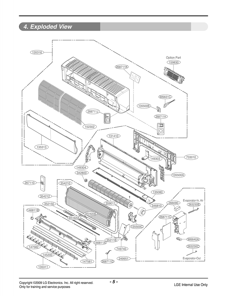 Exploded View Diagram and Parts List for LMN126HVT AWHBEUS LG Air Conditioner