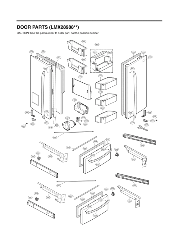 DOOR PARTS Diagram and Parts List for LMX28988ST ASTCNA1 LG Refrigerator