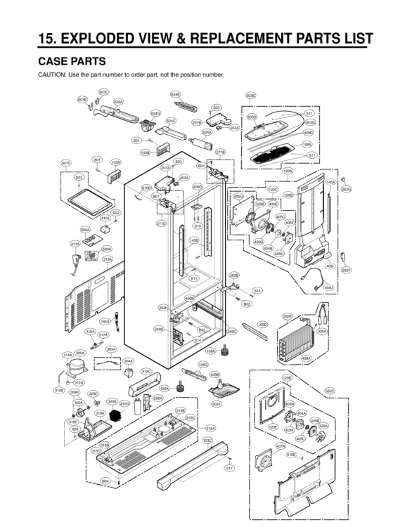 EXPLODED VIEW & REPLACEMENT PARTS LIST Diagram and Parts List for LFX28978ST ASTCNA1 LG Refrigerator